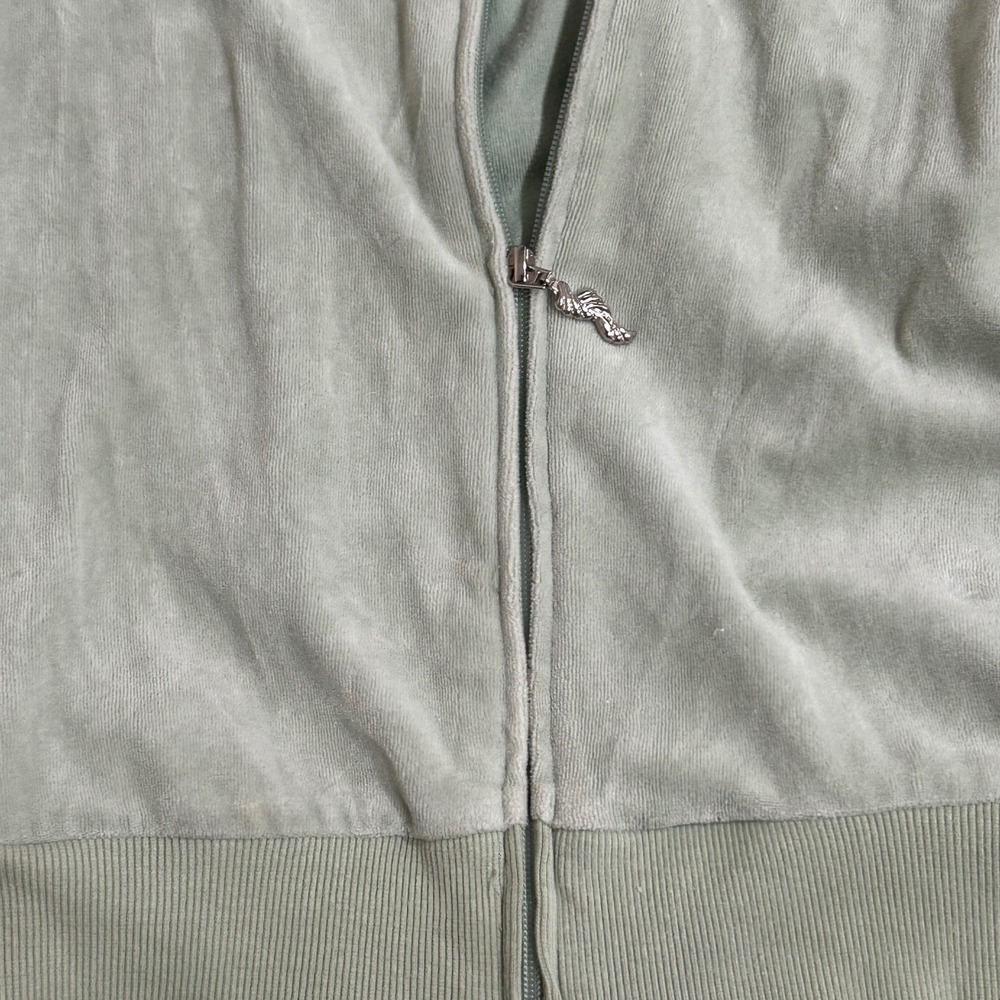 Brownstone Studio Petites Sage Green Velour Tracksuit Set Size PM Jacket & Pants - Picture 2 of 6
